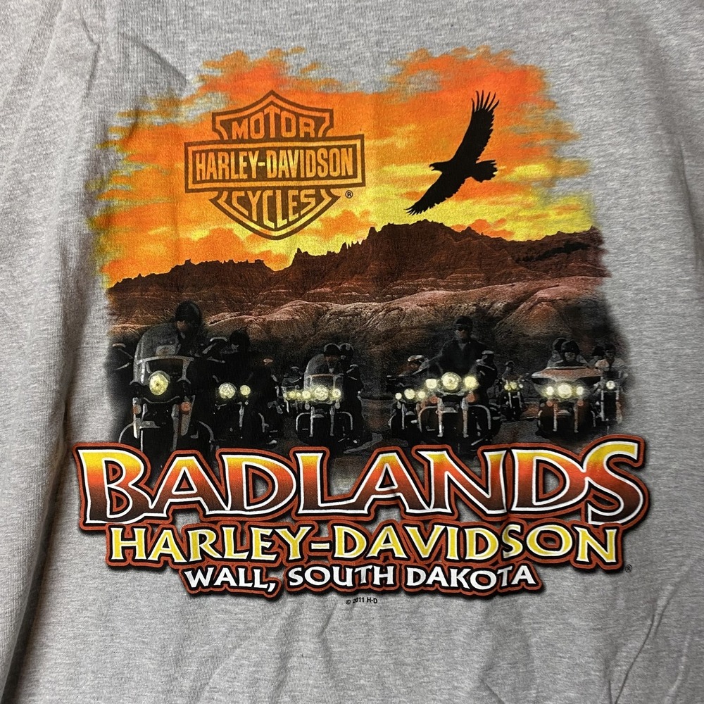 Harley-Davidson Mens 2XL Badlands Gray T-Shirt Graphic Logo - Picture 6 of 7
